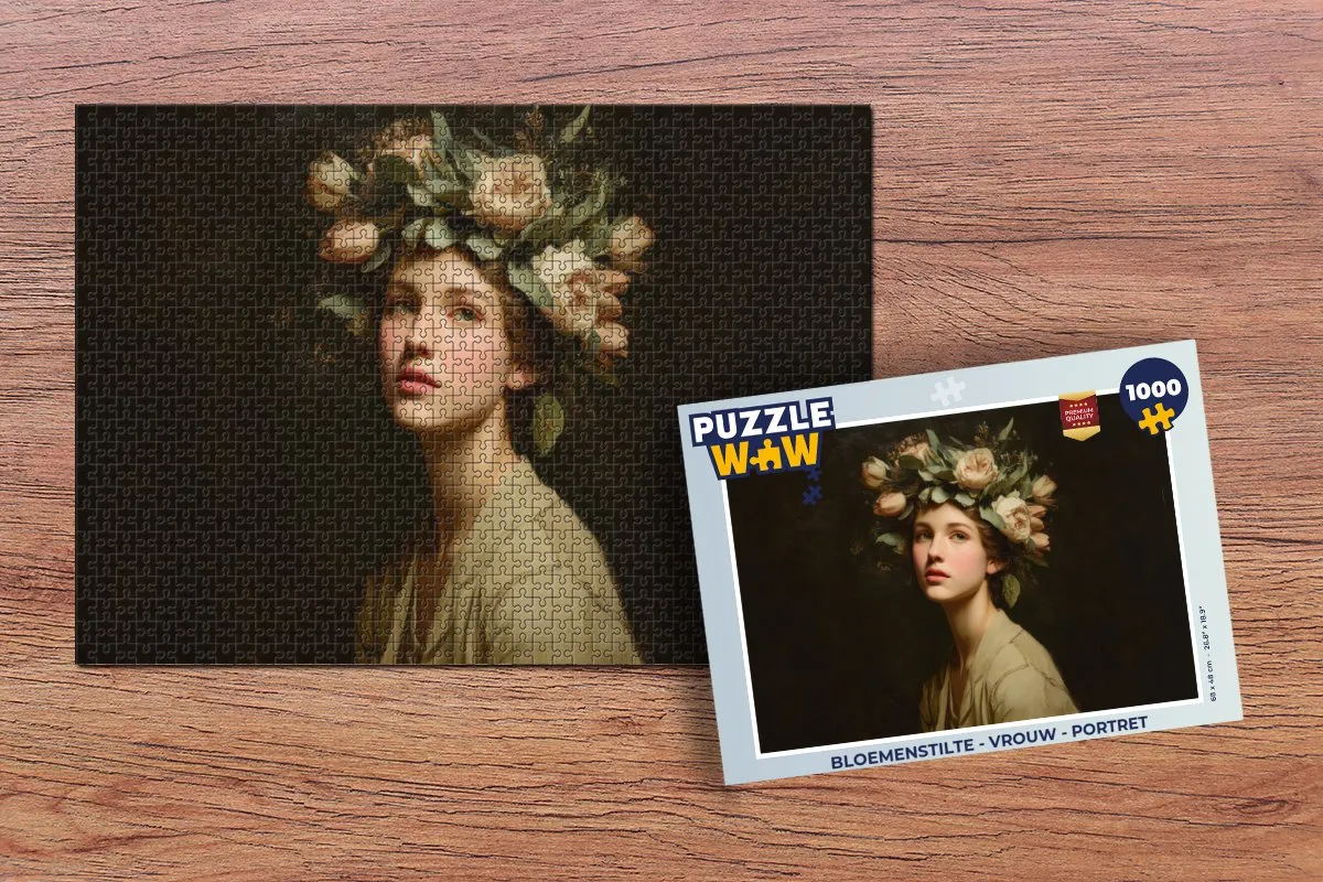PuzzleWow Bloemenstilte Vrouw Portret Puzzel - 1000 Stuks