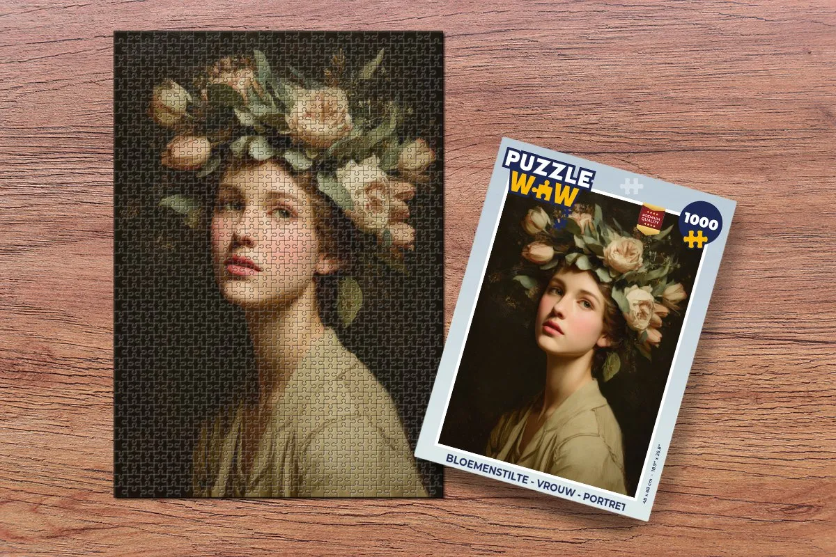 PuzzleWow Bloemenstilte Vrouw Portret Puzzel - 1000 Stuks