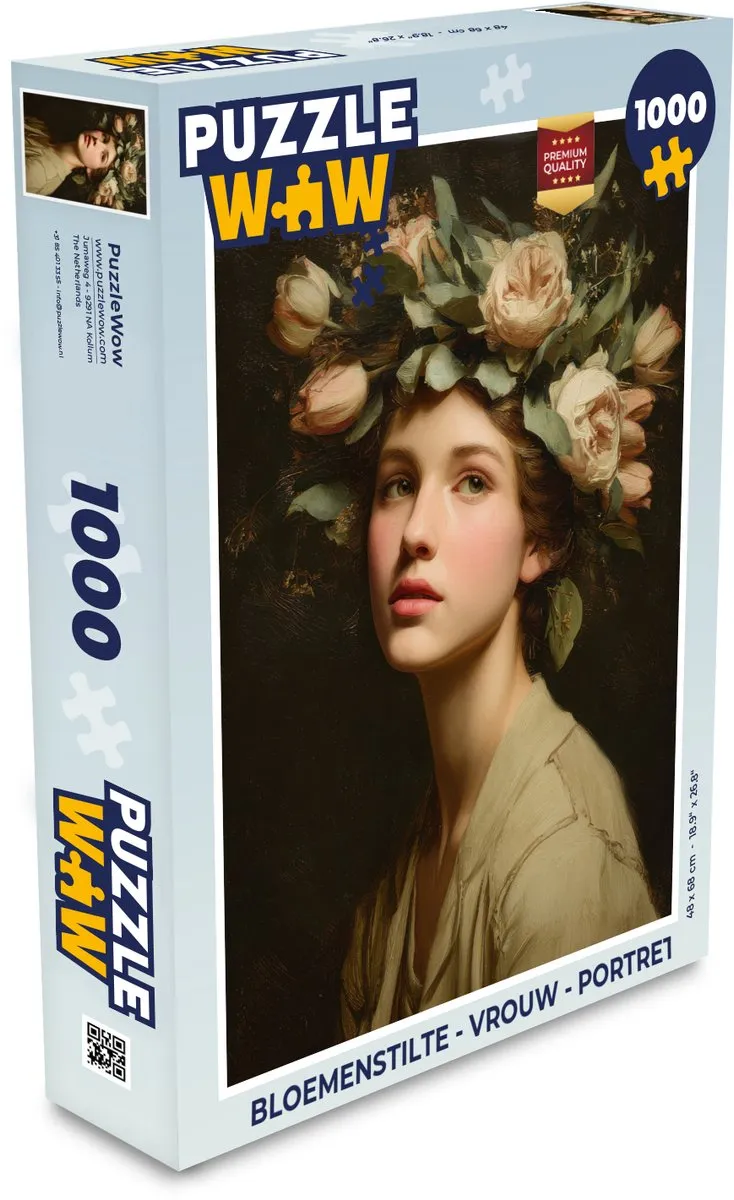 PuzzleWow Bloemenstilte Vrouw Portret Puzzel - 1000 Stuks