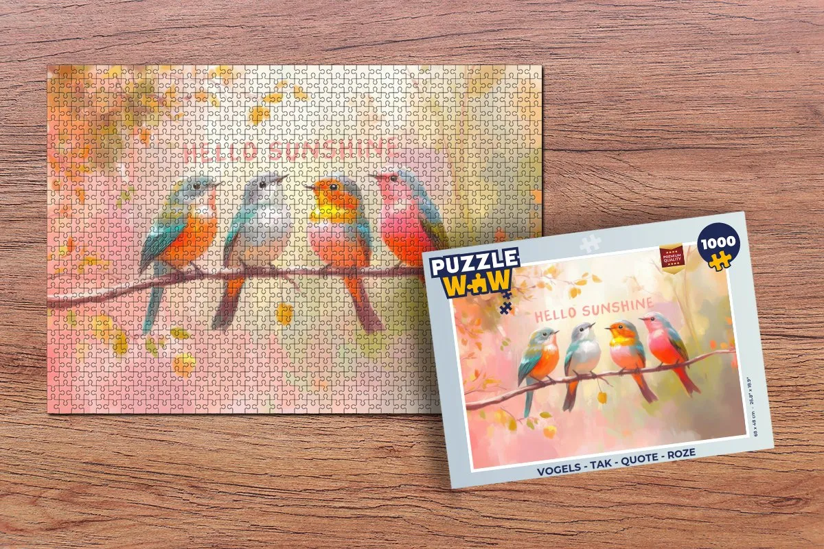 PuzzleWow Vogels Tak Quote Roze Legpuzzel 1000 Stuks