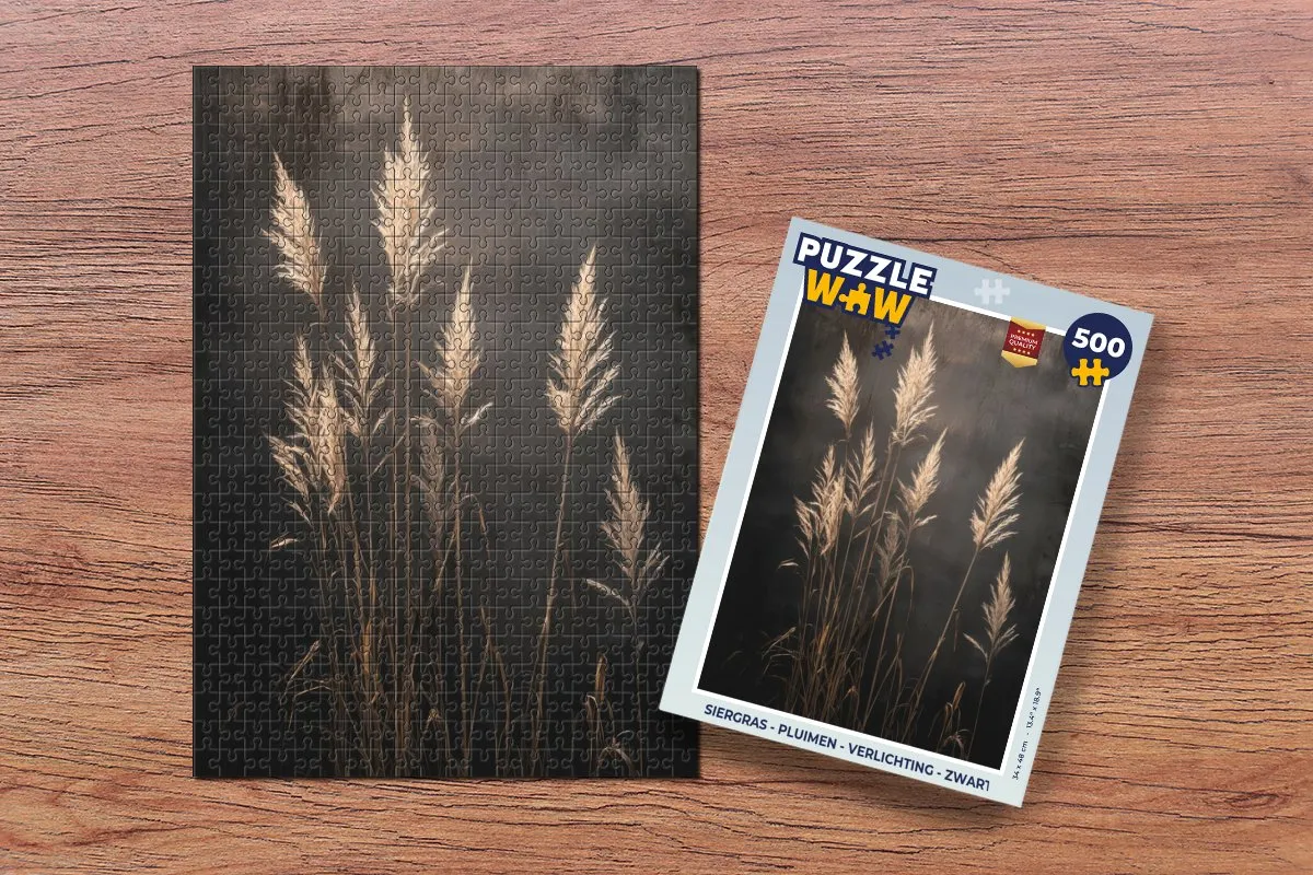 PuzzleWow Siergras Pluimen Legpuzzel 500 Stuks - Zwart