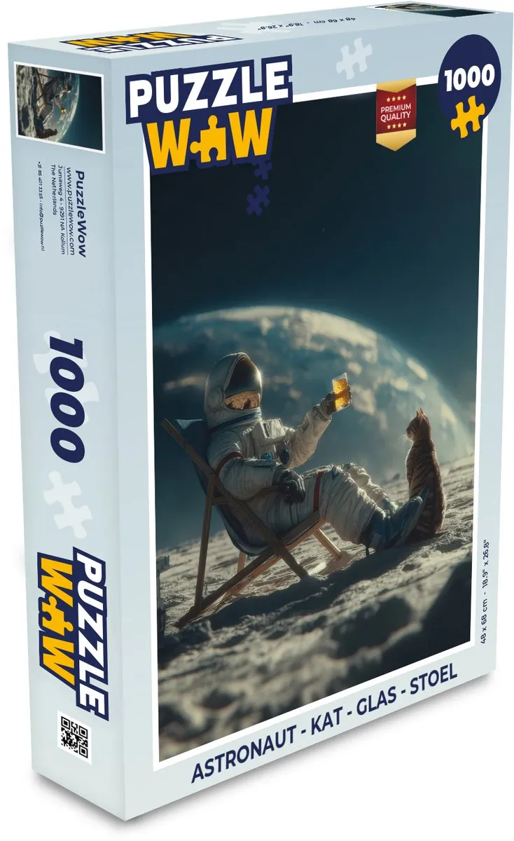 PuzzleWow Astronaut Kat Glas Stoel Puzzle