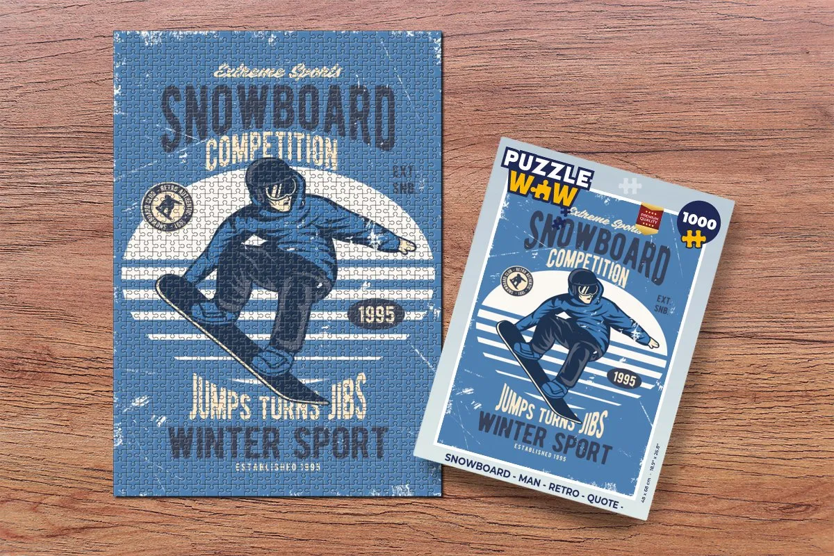 PuzzleWow Snowboard Retro Quote Legpuzzel 1000 Stuks - Multicolor