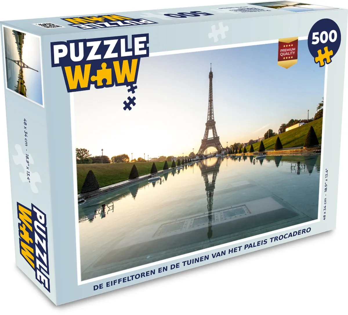 PuzzleWow Legpuzzel De Eiffeltoren & Tuinen Trocadéro 500 Stuks - Multicolor