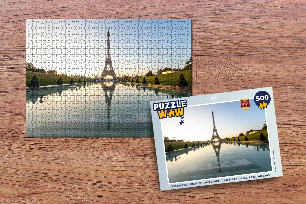 PuzzleWow Legpuzzel De Eiffeltoren & Tuinen Trocadéro 500 Stuks