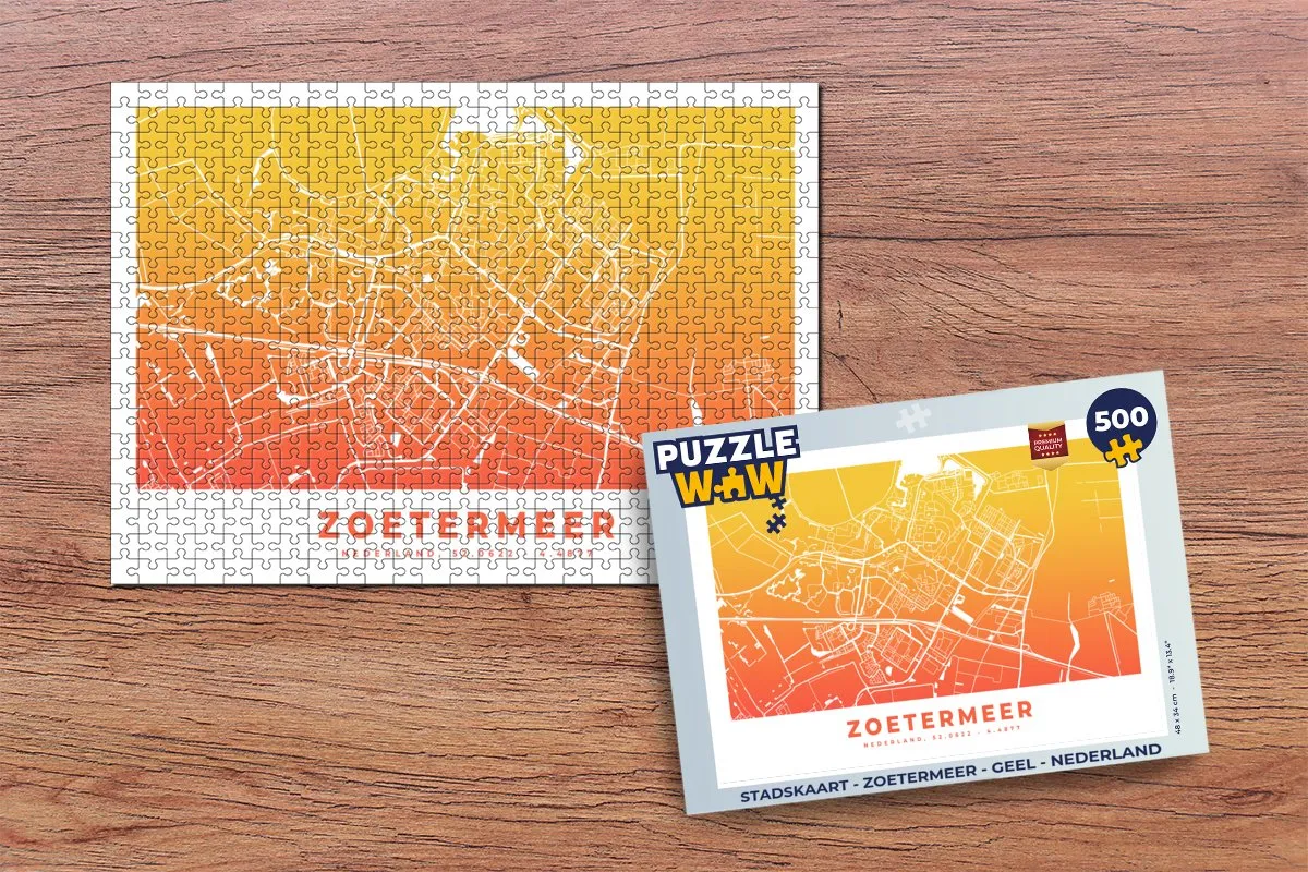 PuzzleWow Stadskaart Zoetermeer Legpuzzel 500 Stuks - Multicolor