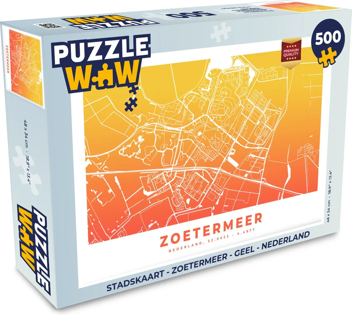 PuzzleWow Stadskaart Zoetermeer Legpuzzel 500 Stuks
