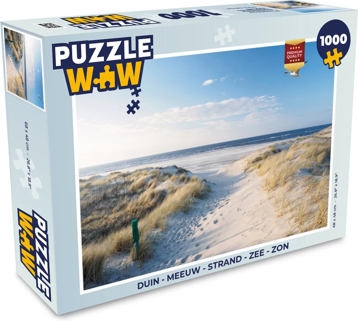 PuzzleWow Duin Meeuw Strand Zee Zon Legpuzzel 1000 Stuks - Multicolor