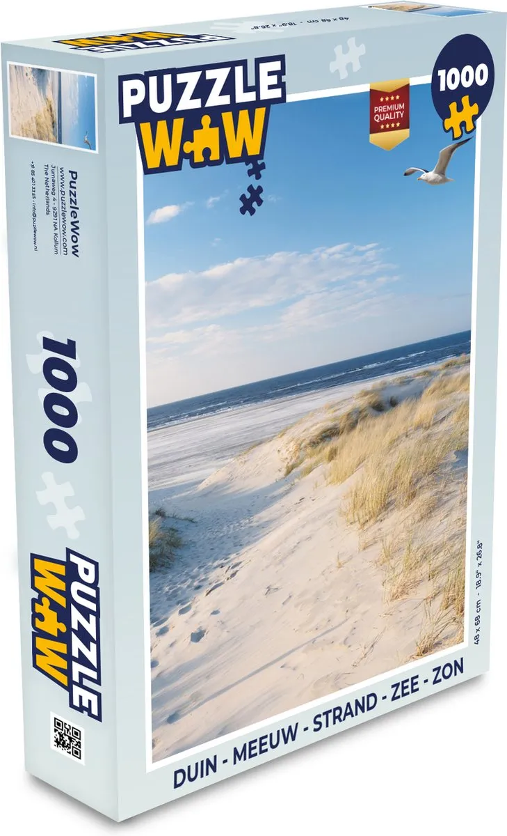 PuzzleWow Duin Meeuw Strand Zee Zon Legpuzzel 1000 Stuks