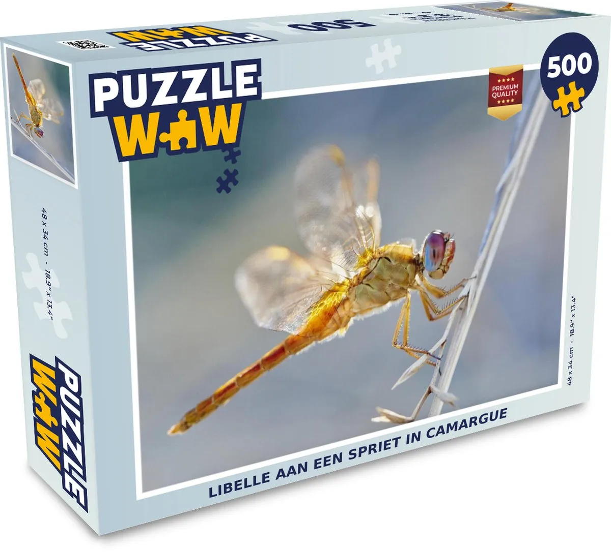 PuzzleWow Legpuzzel Libelle aan een spriet in Camargue 500 Stuks