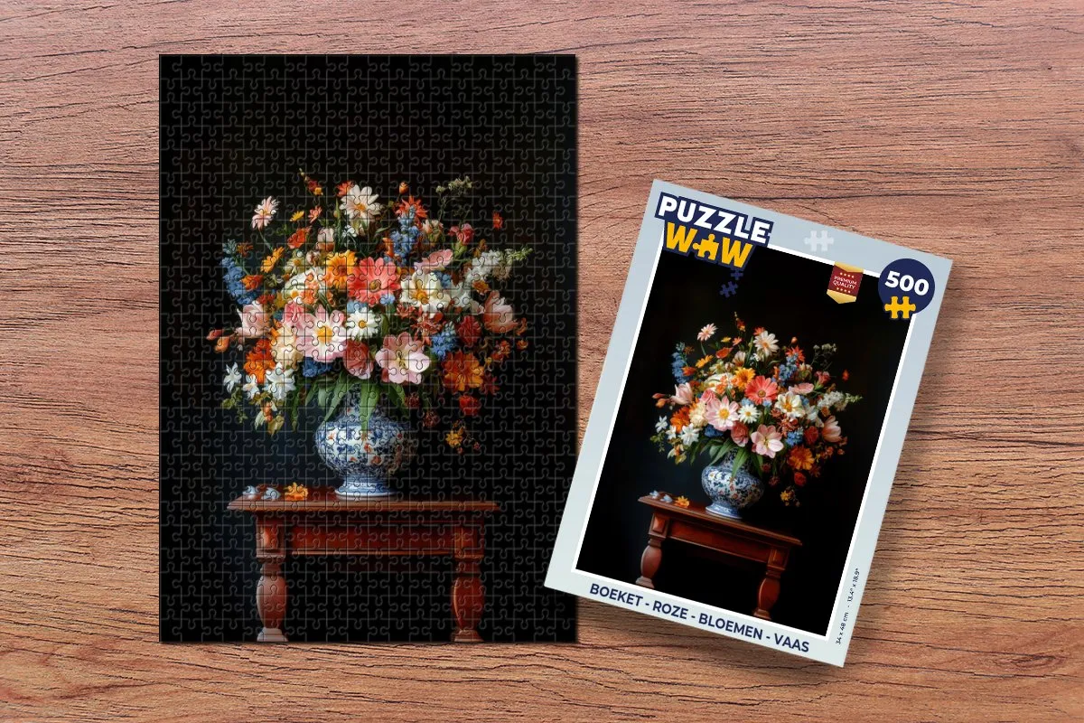 PuzzleWow Bloemen Boeket Legpuzzel 500 Stuks - Roze
