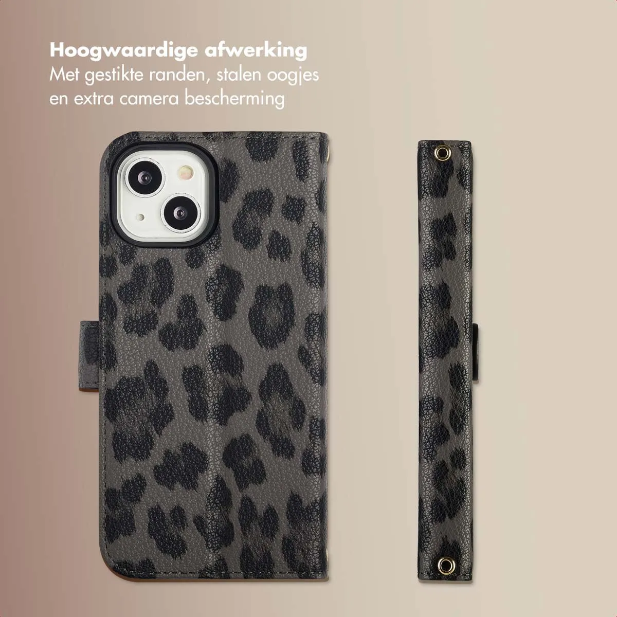 Selencia Hoesje iPhone 13/14 Sabi Bookcase - 3 Pasjes - Zwart - afbeelding 6 van 6