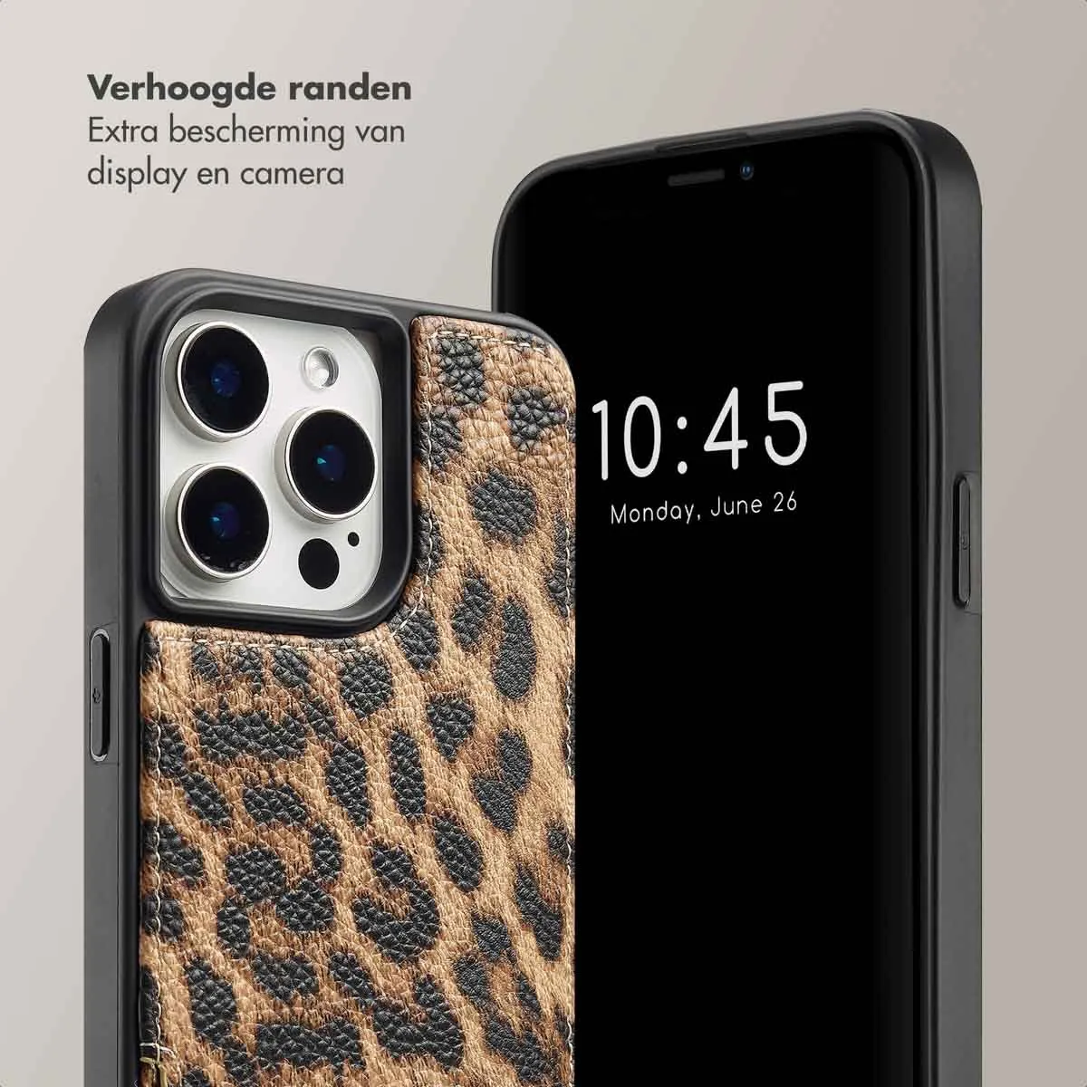Selencia Hoesje iPhone 15 Pro Max - Leopard - 2 Pasjes