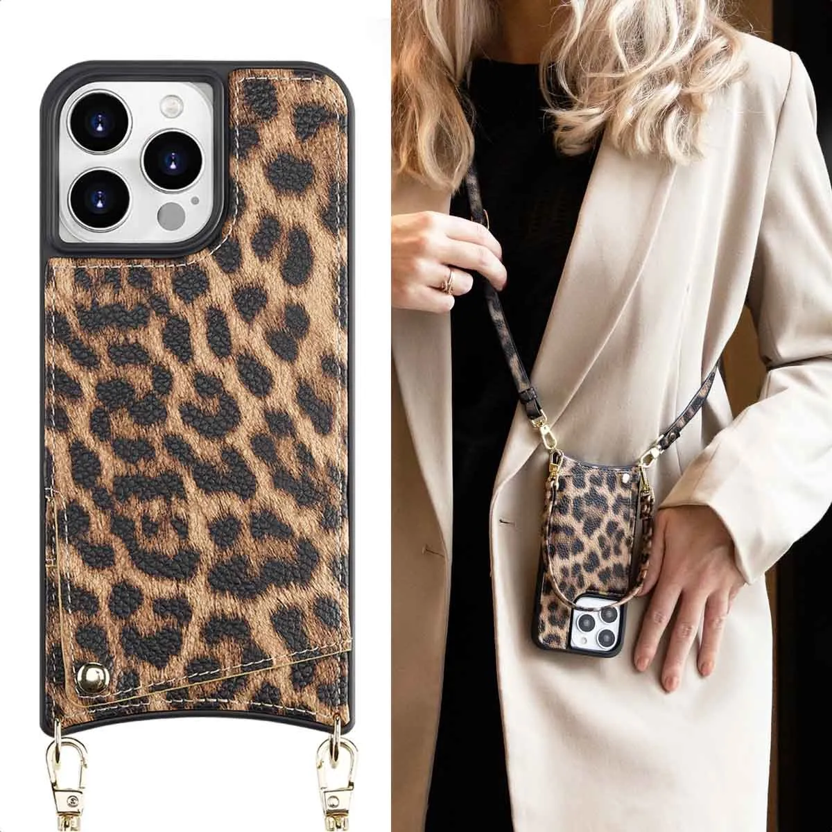 Selencia Hoesje iPhone 15 Pro Max - Leopard - 2 Pasjes