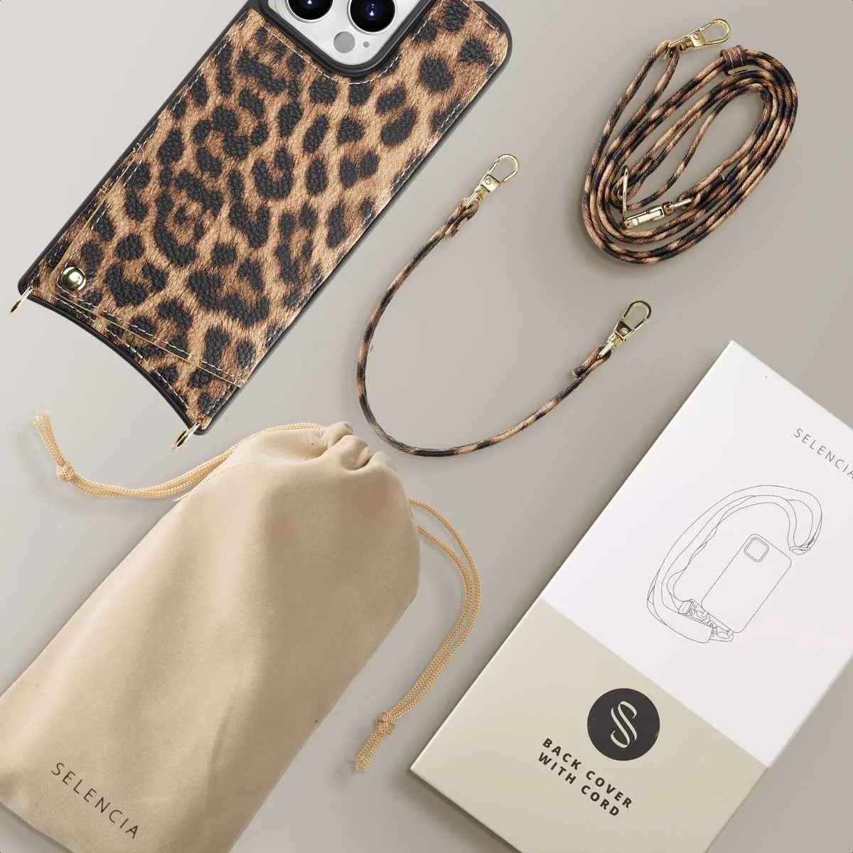 Selencia Hoesje iPhone 15 Pro Max - Leopard - 2 Pasjes - afbeelding 6 van 6