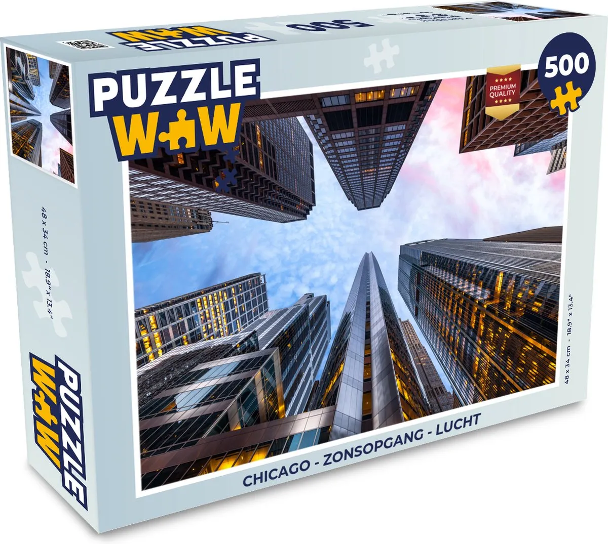 PuzzleWow Chicago Zonsopgang Lucht Legpuzzel 500 Stuks