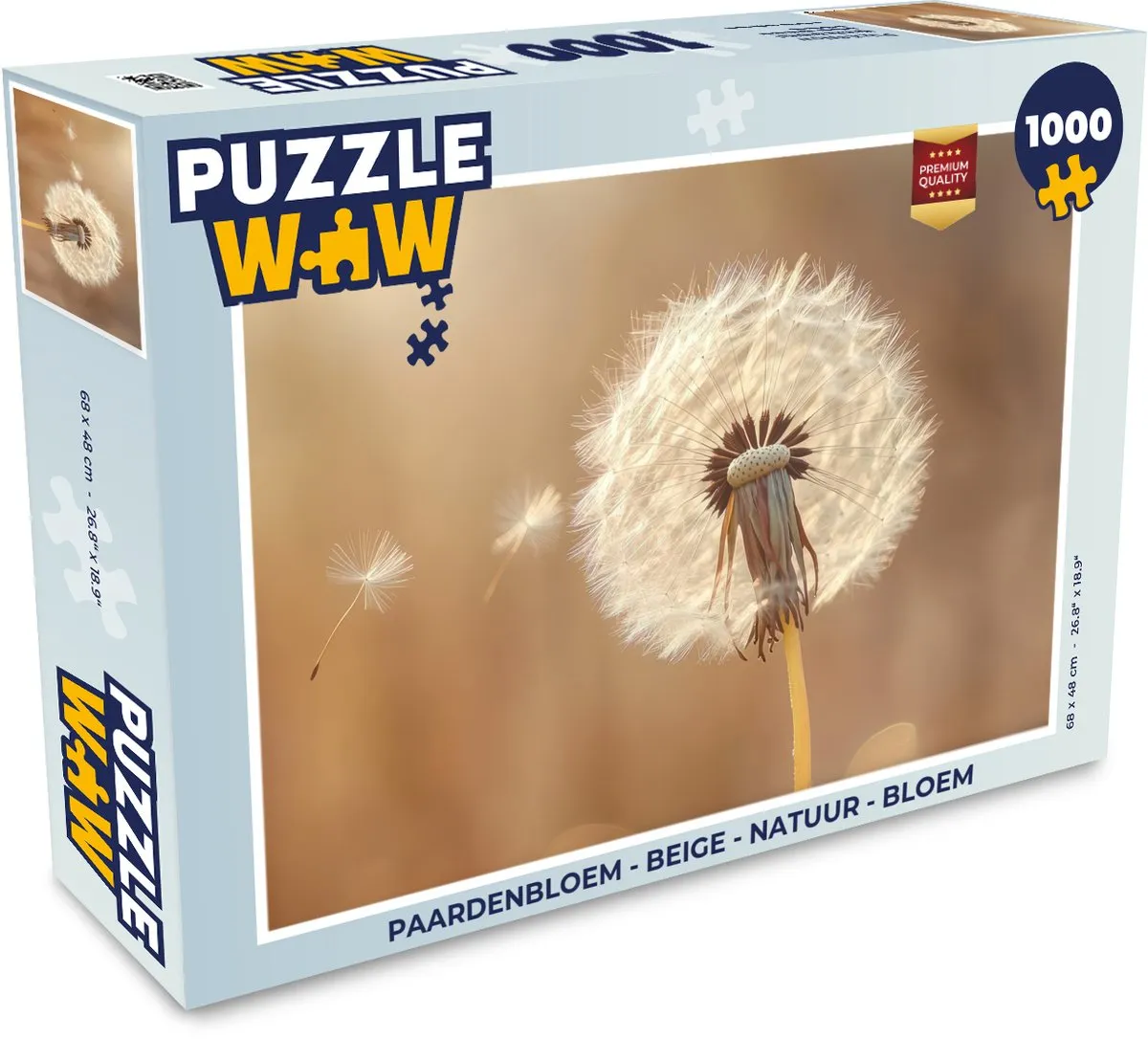 PuzzleWow Paardenbloem Legpuzzel 1000 Stuks - Beige