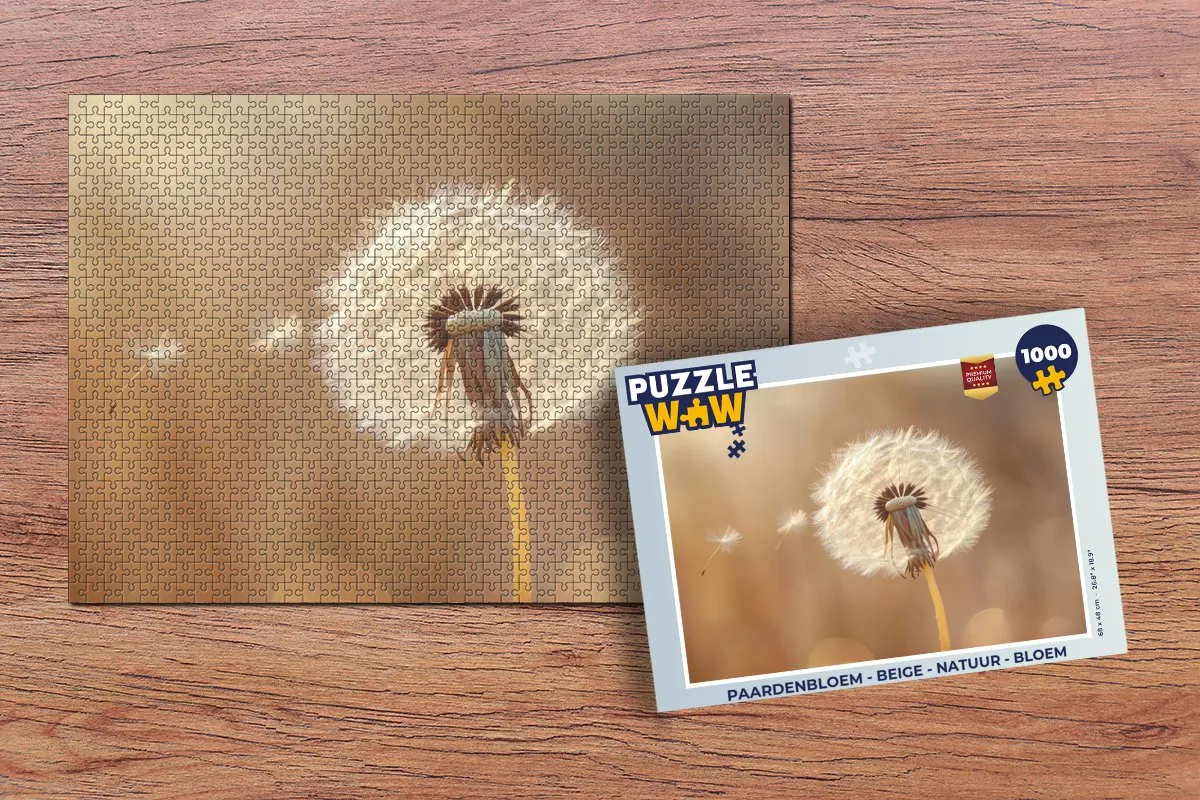 PuzzleWow Paardenbloem Legpuzzel 1000 Stuks - Beige