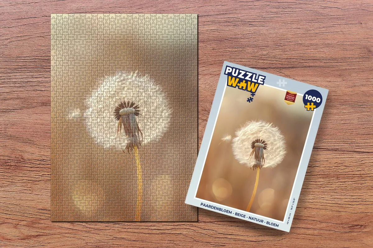 PuzzleWow Paardenbloem Legpuzzel 1000 Stuks - Beige