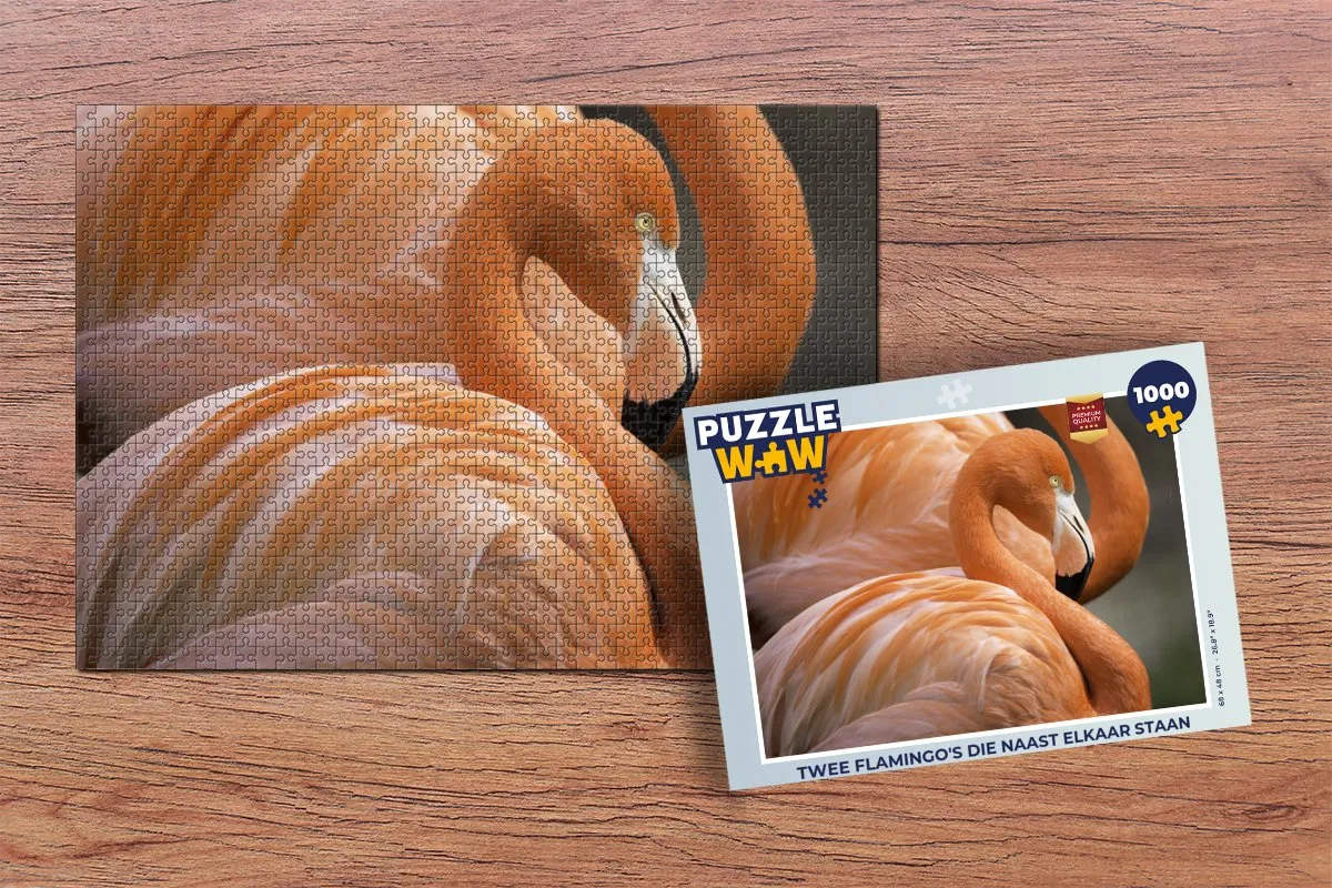 PuzzleWow Legpuzzel Twee Flamingo's 1000 Stuks - Multicolor