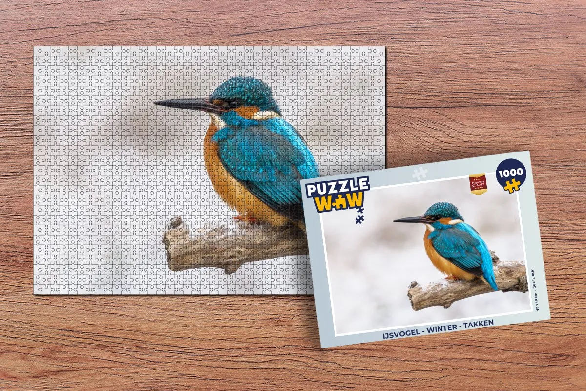 PuzzleWow IJsvogel Winter Takken Legpuzzel 1000 Stuks - Multicolor