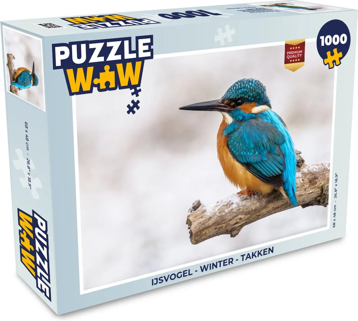 PuzzleWow IJsvogel Winter Takken Legpuzzel 1000 Stuks