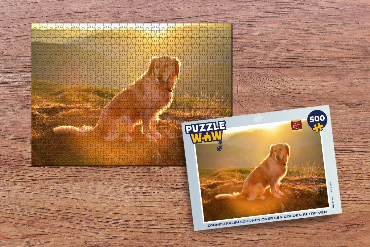PuzzleWow Legpuzzel Golden Retriever 500 Stuks - Multicolor