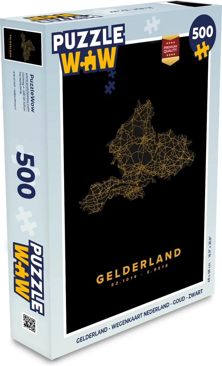 PuzzleWow Gelderland Wegenkaart Nederland Legpuzzel 500 Stuks