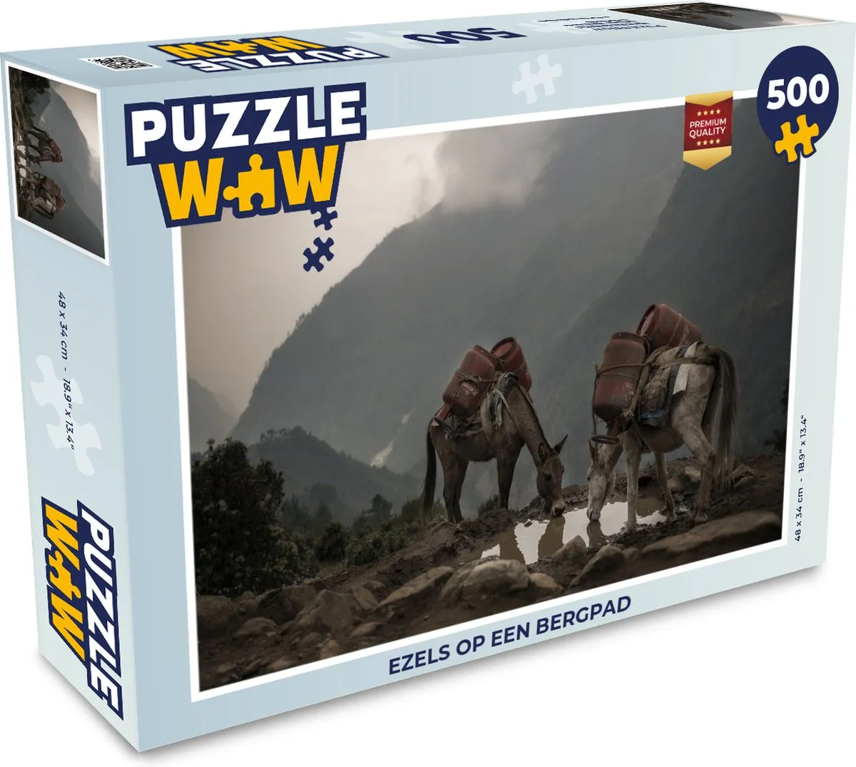 PuzzleWow Ezels op een Bergpad Legpuzzel 500 Stuks