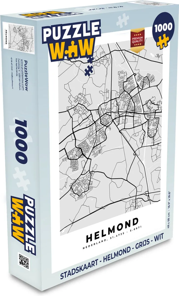 PuzzleWow Stadskaart Helmond Legpuzzel 1000 Stuks
