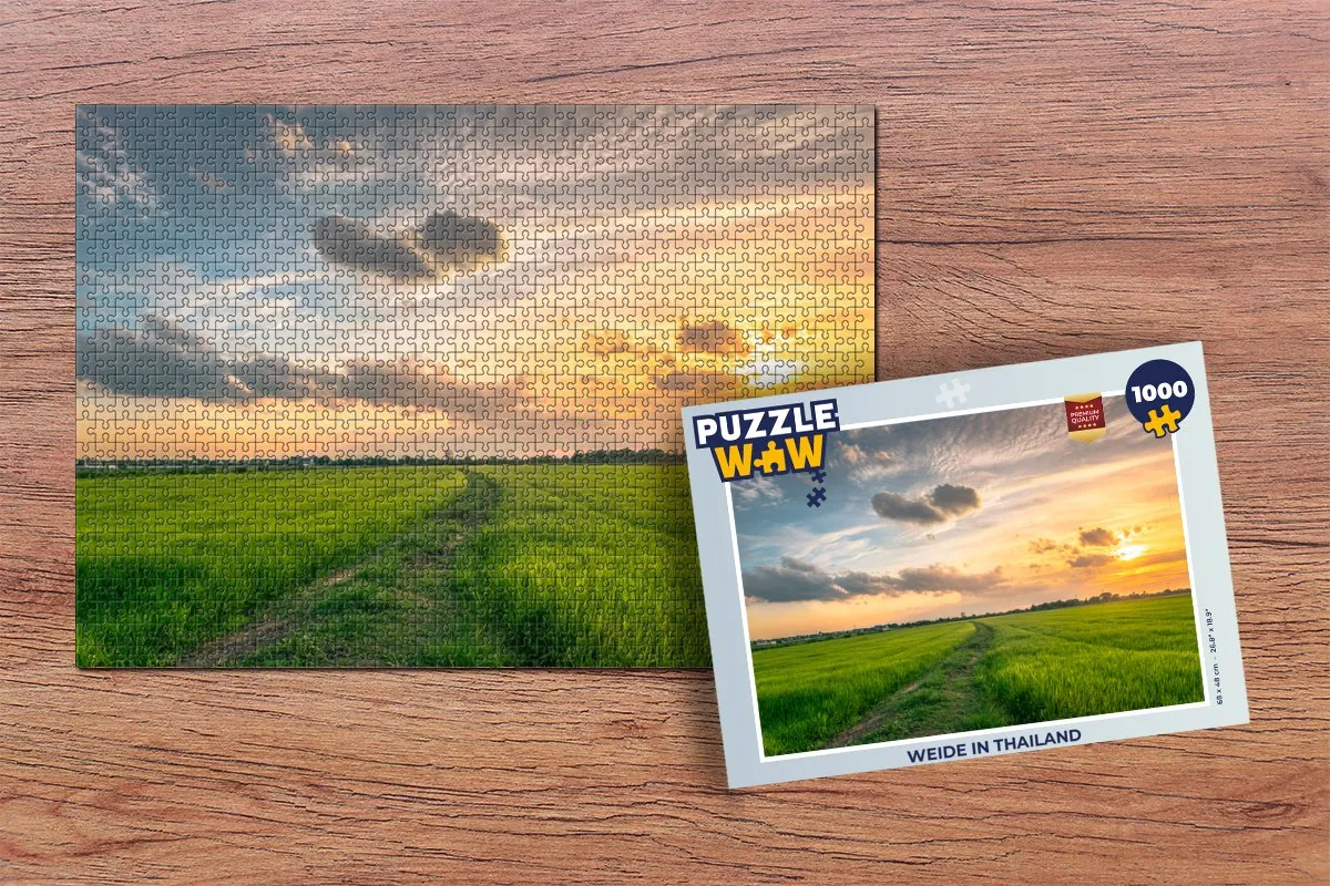 PuzzleWow Legpuzzel Weide in Thailand 1000 Stuks - Multicolor