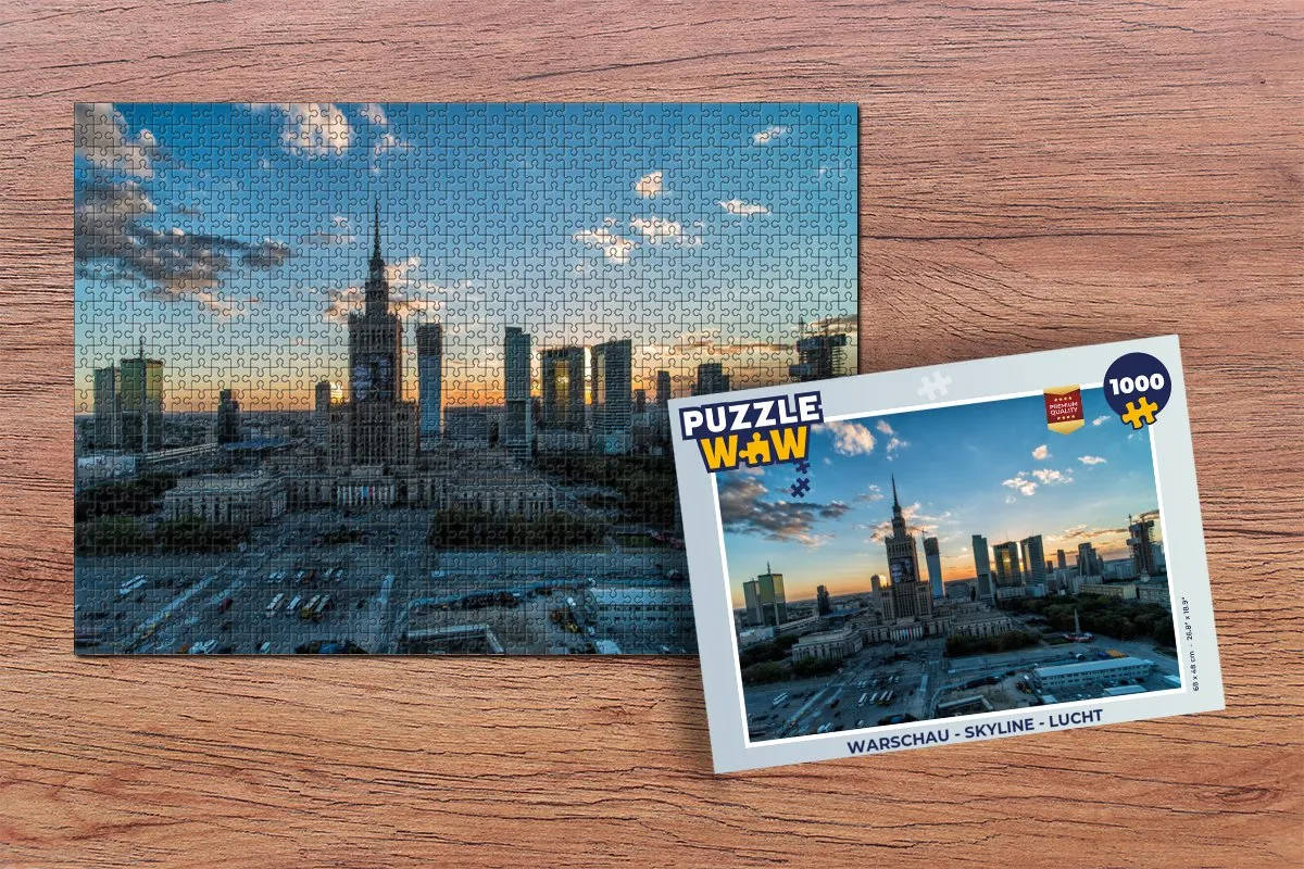 PuzzleWow Warschau Skyline Lucht Legpuzzel 1000 Stuks - Multicolor