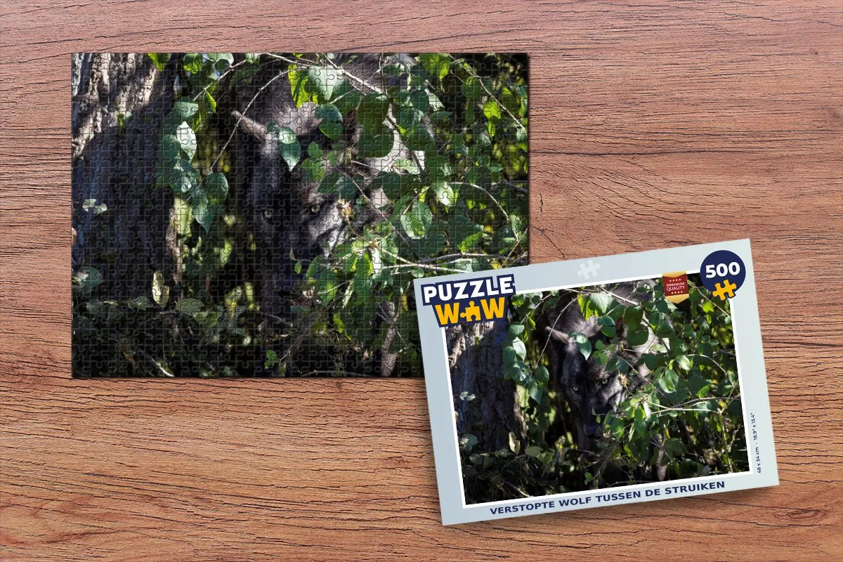 PuzzleWow Verstopte Wolf Tussen De Struiken Legpuzzel 500 Stuks - Multicolor