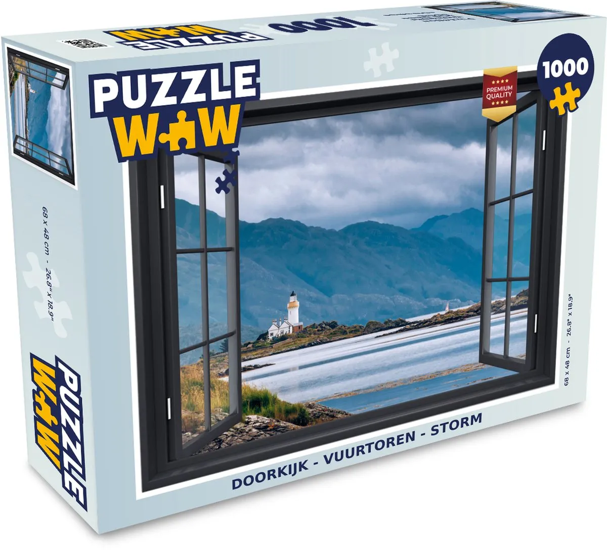 PuzzleWow Doorkijk Vuurtoren Storm Legpuzzel 1000 Stuks - Multicolor