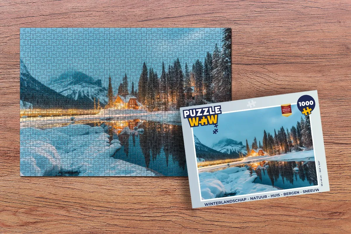 PuzzleWow Winterlandschap Legpuzzel 1000 Stuks - Bergmeer