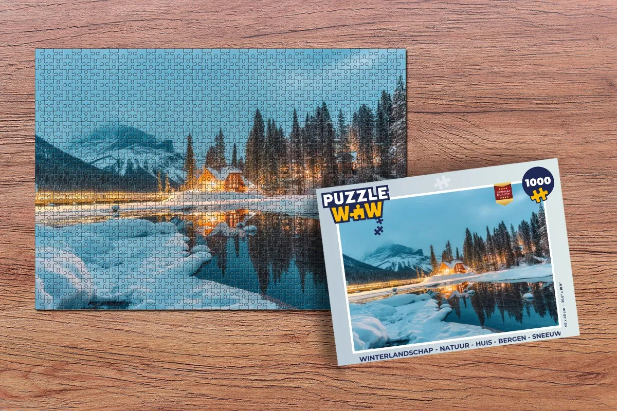 PuzzleWow Winterlandschap Legpuzzel 1000 Stuks - Bergmeer
