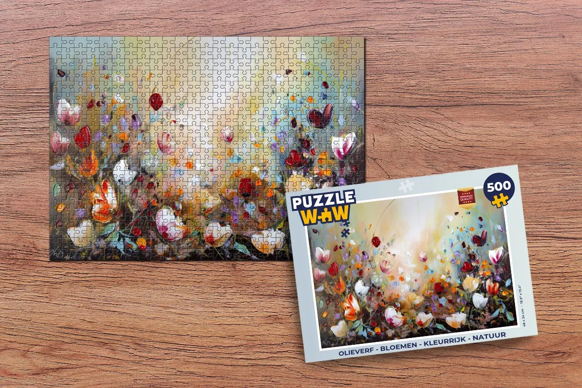 PuzzleWow Bloemen Olieverf Puzzel 500 Stuks - Multicolor
