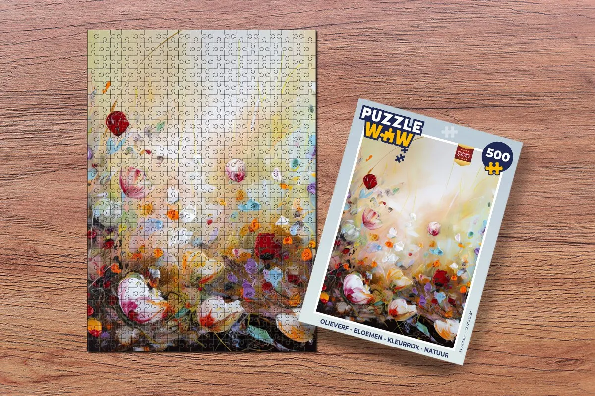 PuzzleWow Bloemen Olieverf Puzzel 500 Stuks - Multicolor