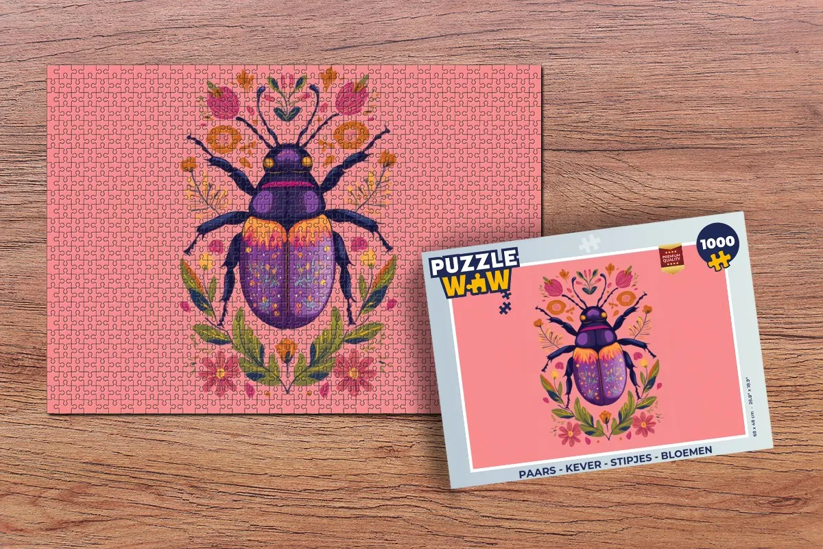 PuzzleWow Kever Bloemen Legpuzzel 1000 Stuks - Kleurrijk