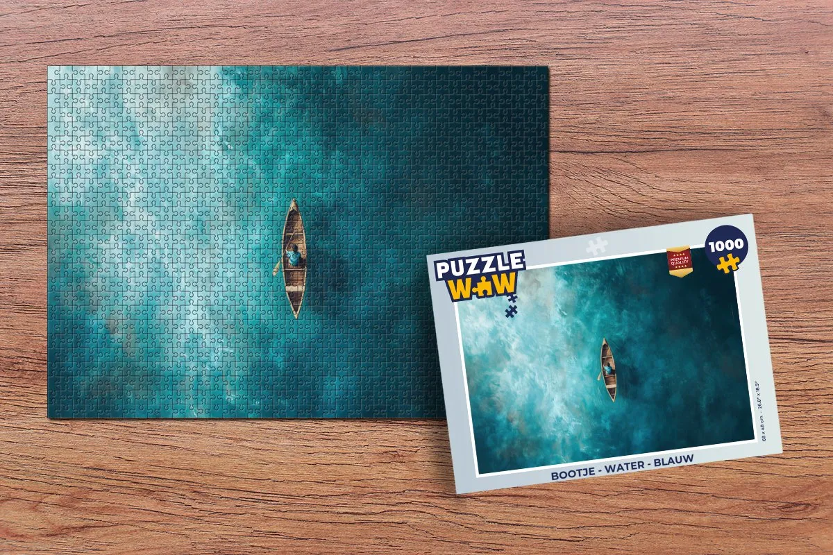 PuzzleWow Bootje Water Legpuzzel 1000 Stuks - Blauw