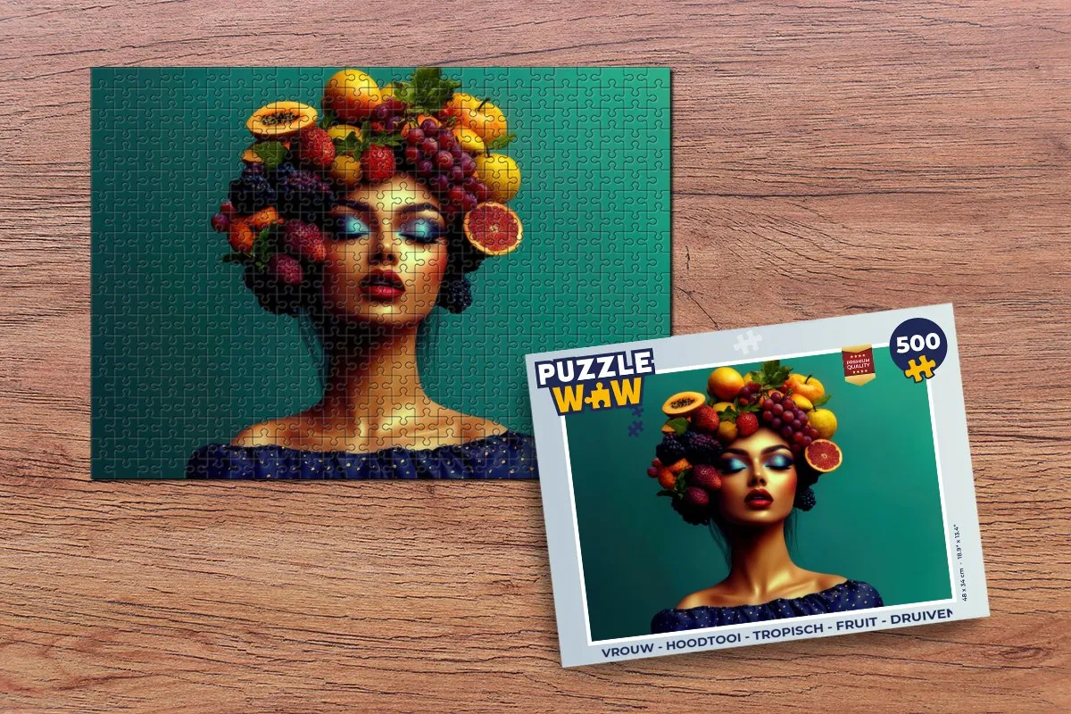 PuzzleWow Vrouw Hoodtooi Tropisch Fruit Legpuzzel 500 Stuks - MPN 8721169402499