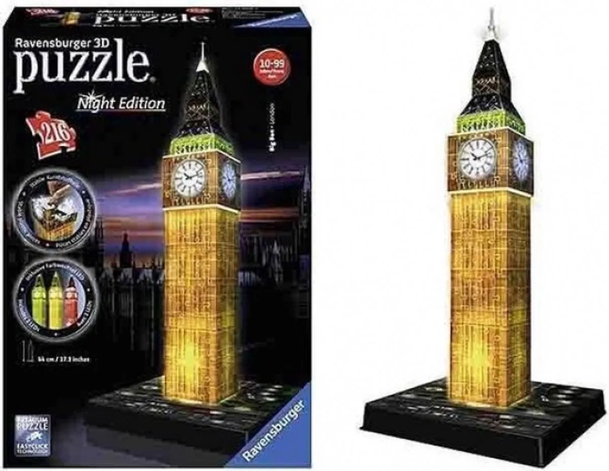 Ravensburger Big Ben Night Edition 3D Puzzel - 216 Stuks