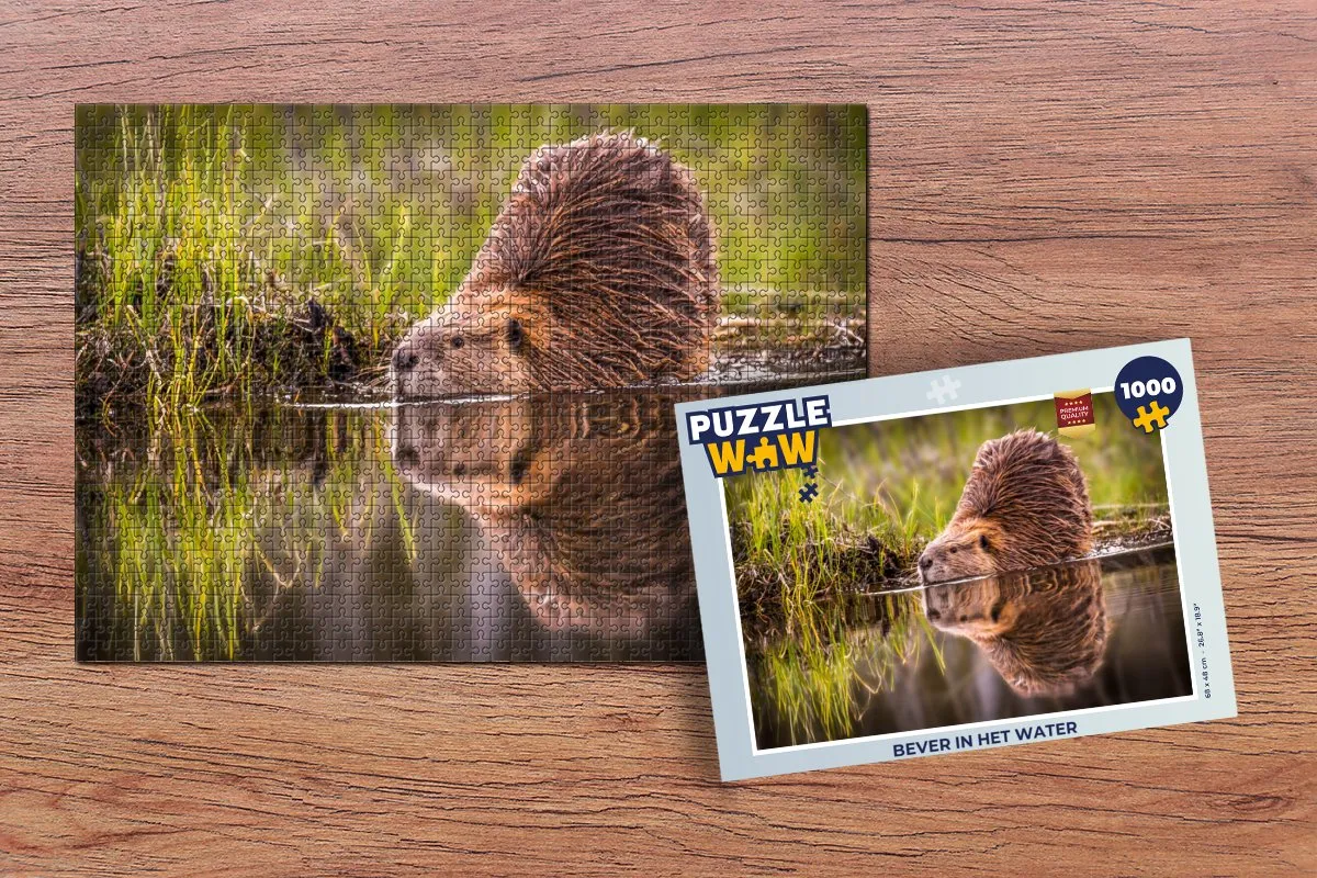 PuzzleWow Bever in het Water Legpuzzel 1000 Stuks - Multicolor