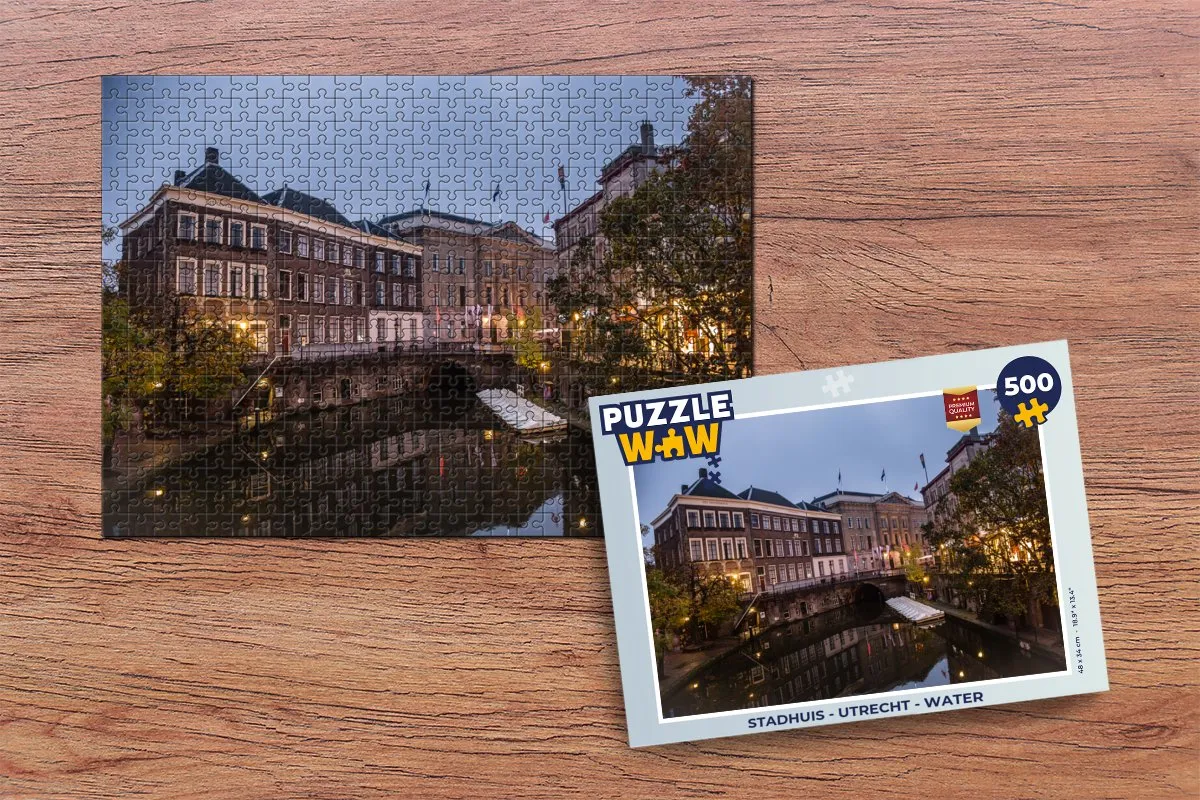 PuzzleWow Stadhuis Utrecht Water Legpuzzel 500 Stuks - Multicolor