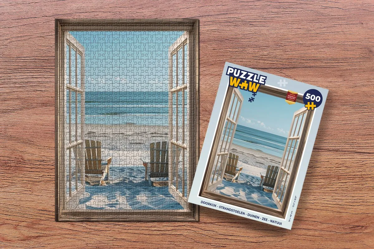 PuzzleWow Doorkijk Strandstoelen Puzzel 500 Stuks - MPN 8721173243750