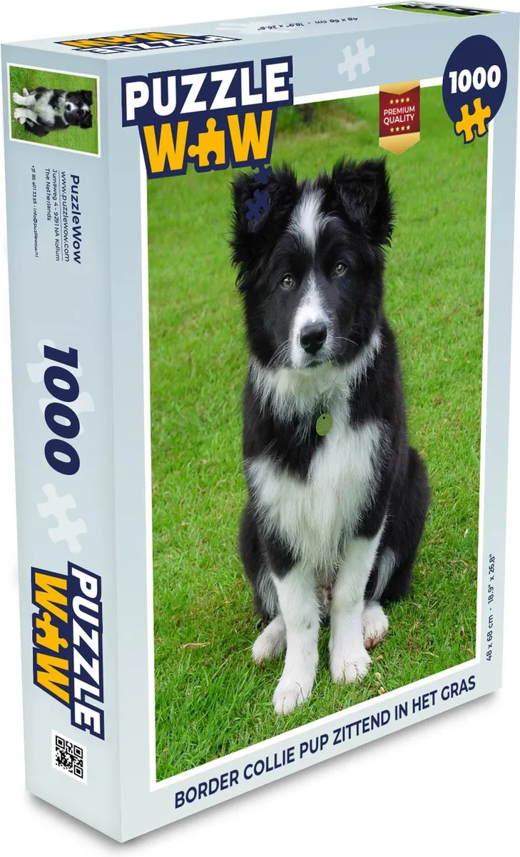 PuzzleWow Border Collie Pup Legpuzzel 1000 Stuks