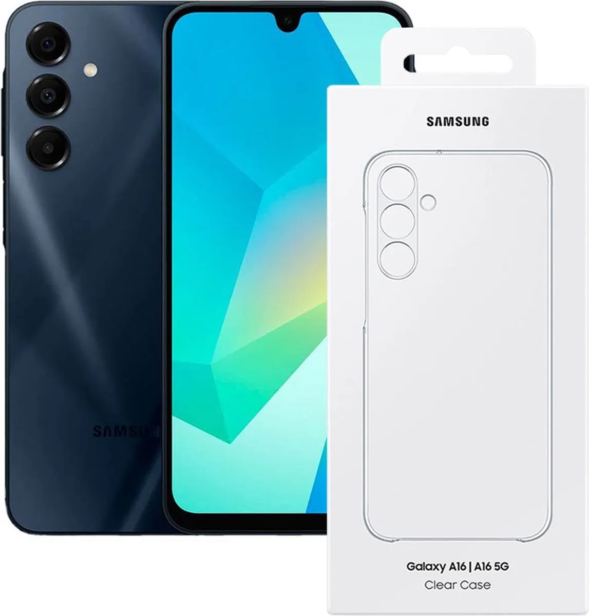 Samsung Galaxy A16 128GB - Zwart + Clear Case