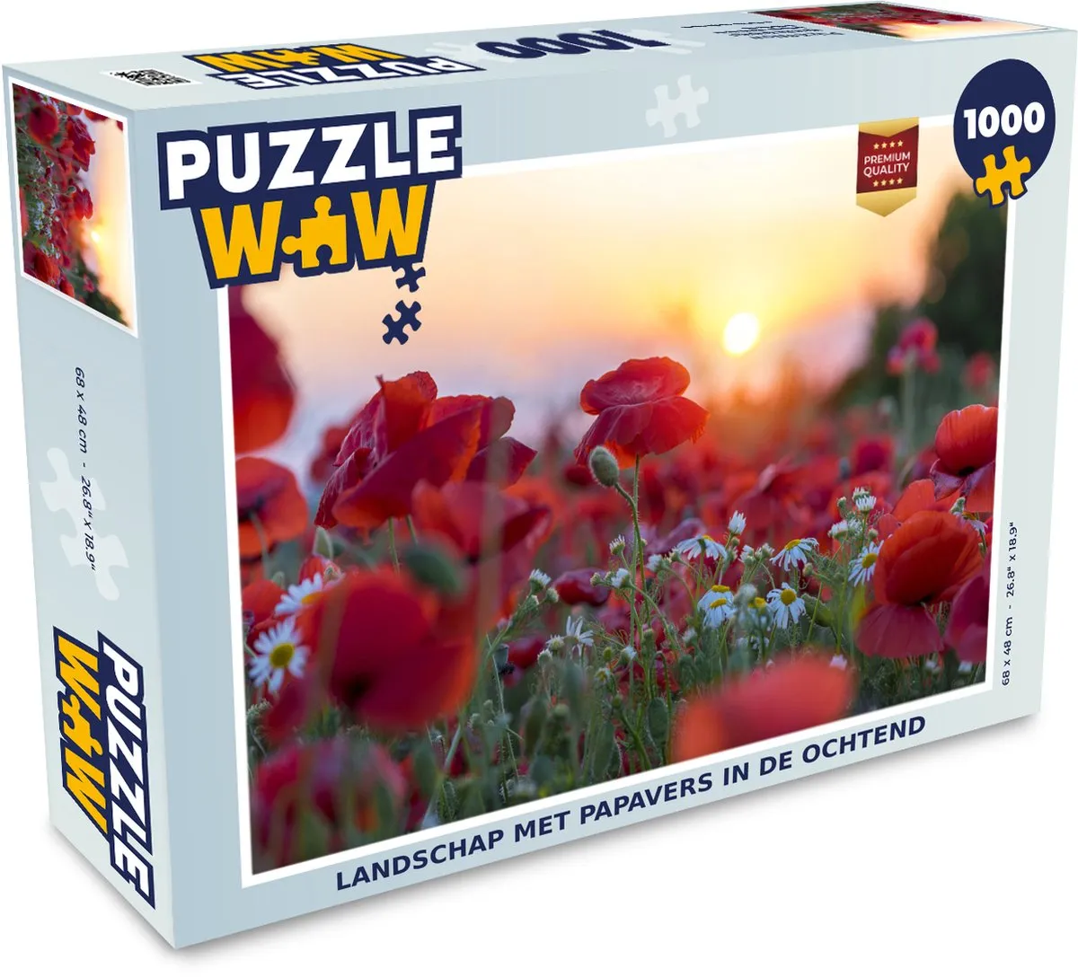 PuzzleWow Legpuzzel Landschap met papavers 1000 Stuks