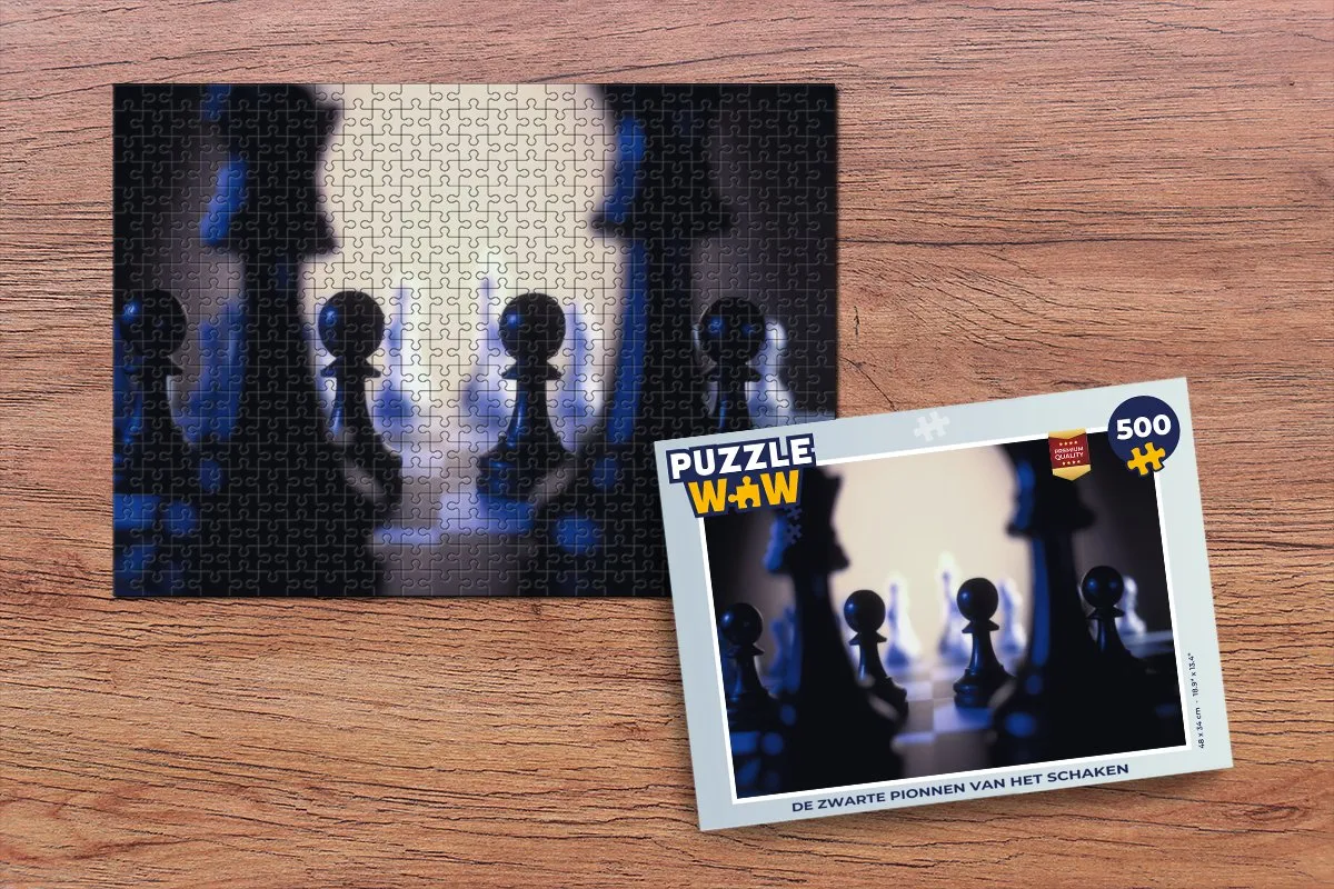 PuzzleWow Legpuzzel De zwarte pionnen van het schaken 500 Stuks - Multicolor