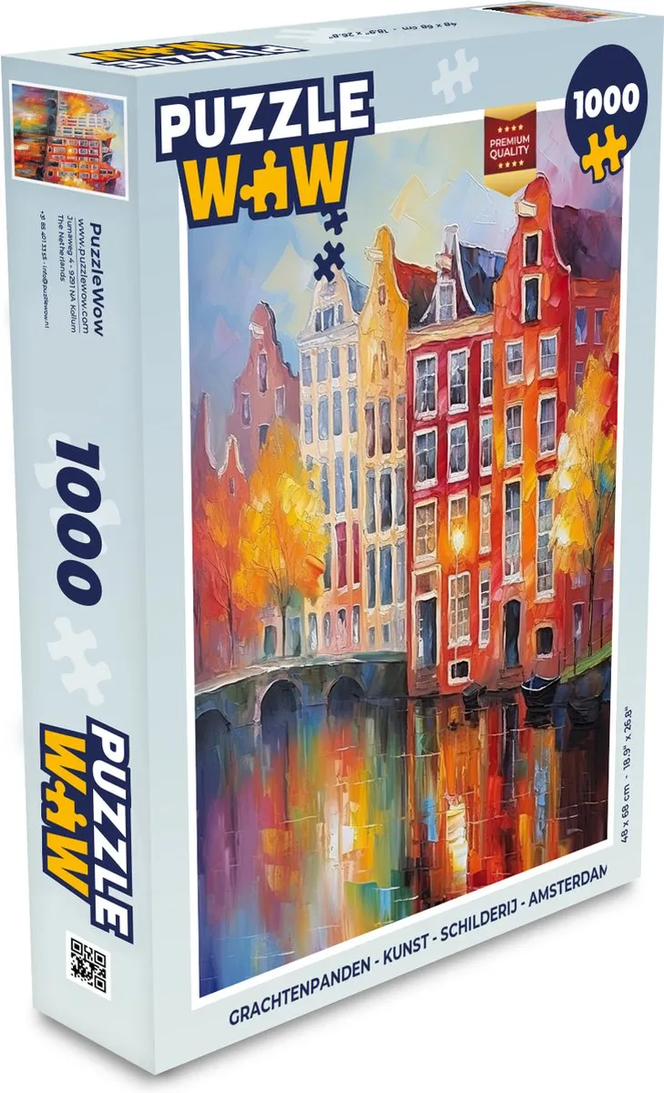 PuzzleWow Grachtenpanden Legpuzzel 1000 Stuks - Multicolor